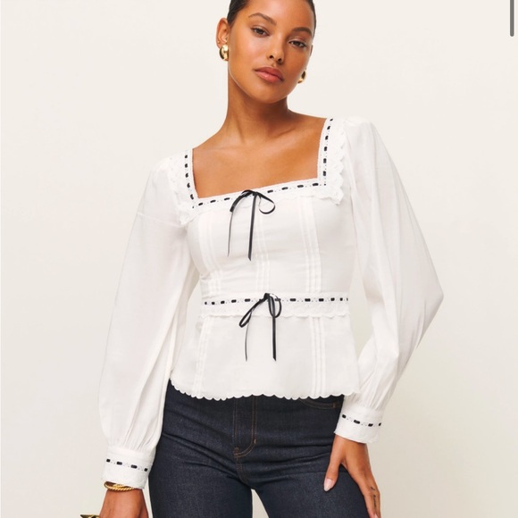 Reformation Haisley Top, White, Size 4 - Picture 1 of 5